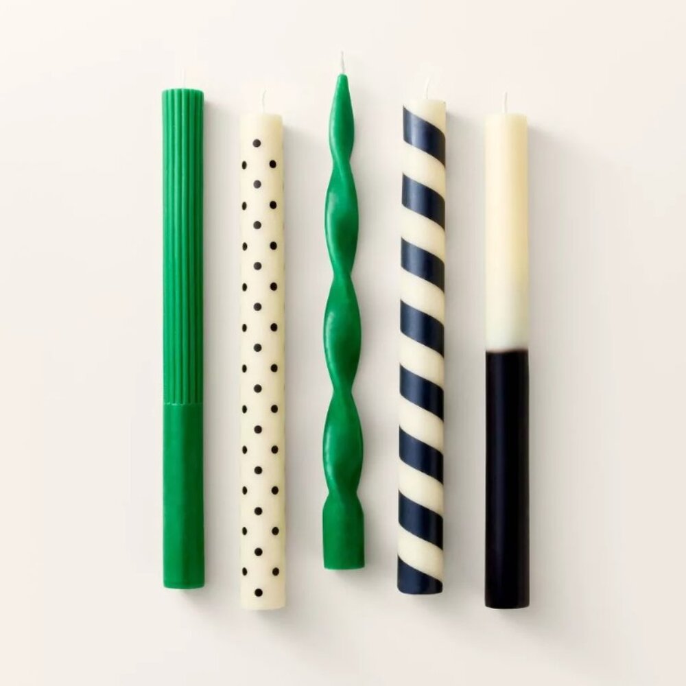NWT 5ct Taper Candle Set - kate spade new york x Target Black/Cream/Green